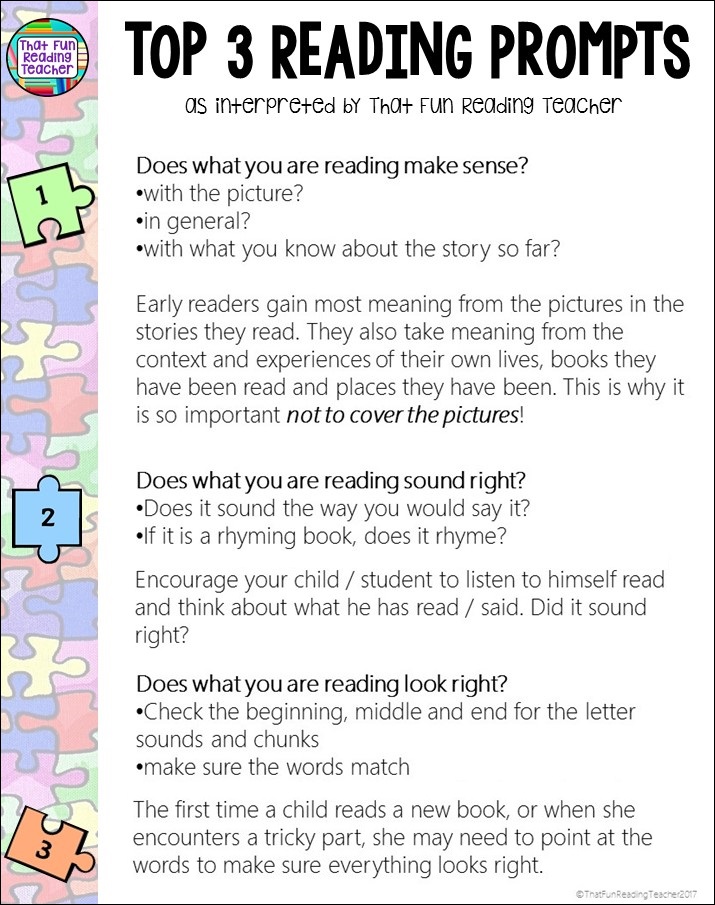 Top 3 reading prompts as interpreted by That Fun Reading Teacher | ThatFunReadingTeacher.com