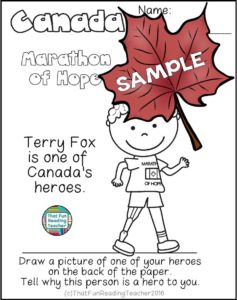 Canada Day Read and Write and More - Terry Fox sample