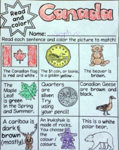 Canada Read and Write and More - read and colour