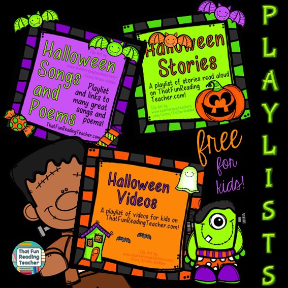Halloween playlists for kids on ThatFunReadingTeacher.com
