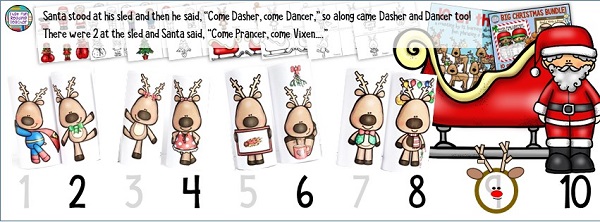 Counting by 2s with reindeer and song with the Big Christmas Bundle! $ #christmasliteracy #christmasmath #christmascrafts 