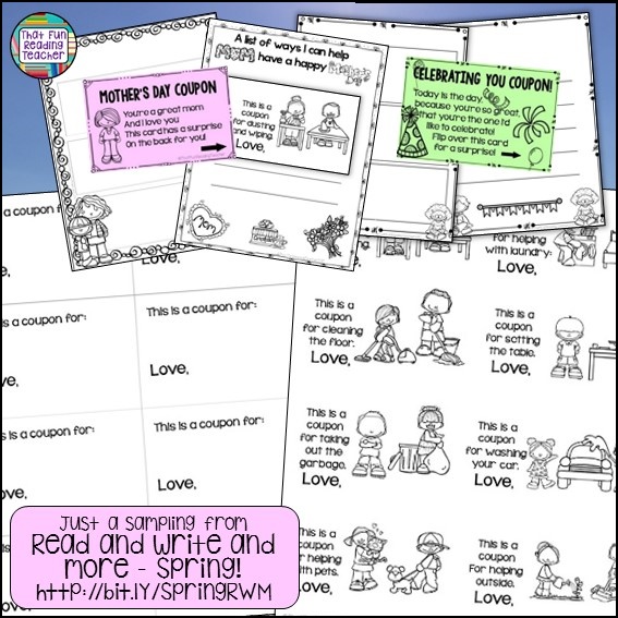 Mother's Day Writing activities from Read and Write and More - Spring $