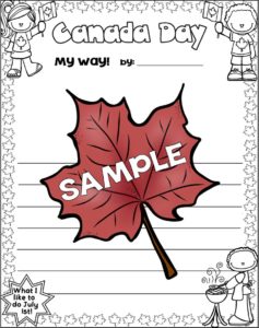 Canada Day Read and Write and More writing paper sample