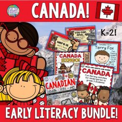 Fun literacy bundle for K-2 students learning about Canada's amazing people, symbols and coins in song - BINGO included! $