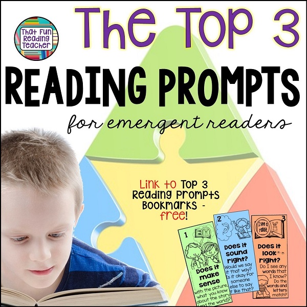 The top 3 reading prompts for beginning readers, and a link to free visual prompts! #top3prompts #earlychildhoodeducation #teaching #earlyliteracy #ThatFunReadingTeacher