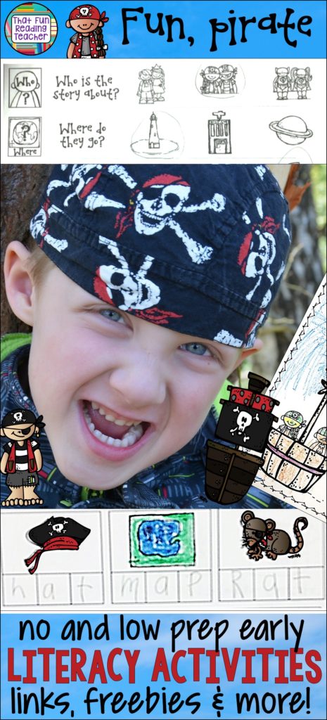 My students love pirates! Here are some fun, pirate-themed, no-prep and low-prep activities that have been a hit with my primary literacy students! #talklikeapirate #pirateactivities #1stgrade #2ndgrade #literacy