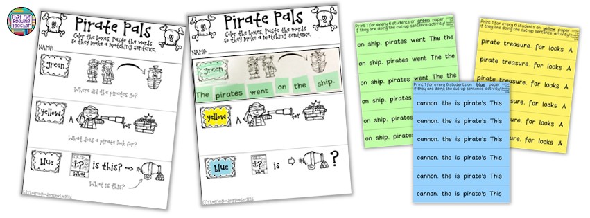 Pirate themed sentence puzzles by That Fun Reading Teacher!