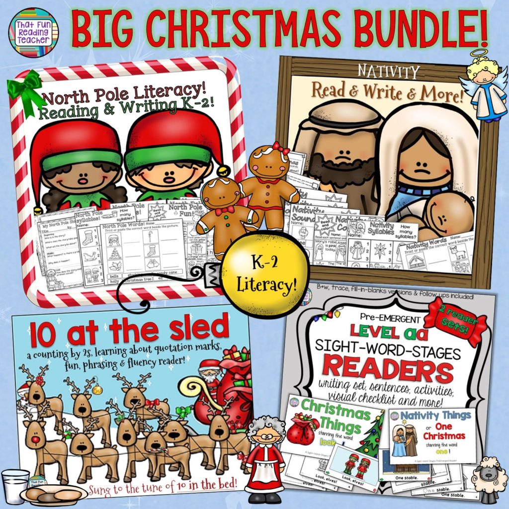 This Christmas / Nativity bundle is filled with fun literacy activities and readers, ready to print for a variety of skill levels K-2! An added bonus? Sing along and count reindeer by twos with Santa himself! $ #christmas #literacy #nativity #readers #alphabet #sightwords #readingstrategies #writing #readingfluency #nativity #kindergarten #primary #education #teaching #fun #printable