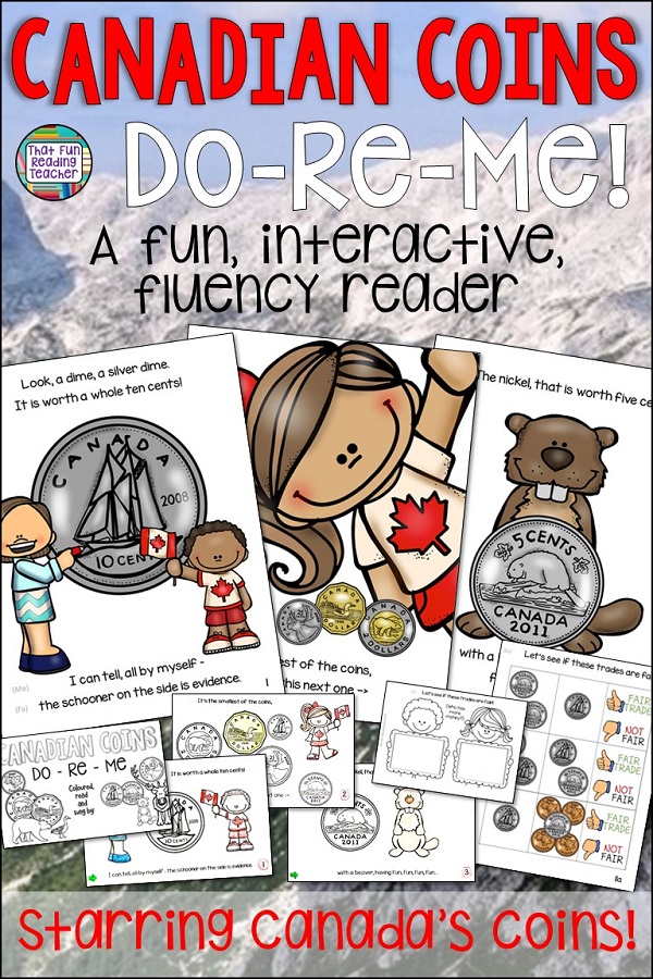 It's easy for kids to learn and remember the names and values of Canadian Coins with this fun fluency reader, sung to the tune of Do-Re-Me! It's a great mneumonic and they enjoy the hands-on activities they can use with peers! $ #education #teaching #canada #canadianteacher #canadiancoins #grade1 #grade2 #iteachtoo