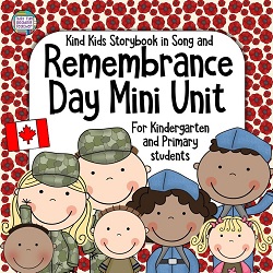 Remembrance Day Resource for primary, kindergarten students: Color and line art song book, printables $ #RemembranceDay #primary #kindergarten #tpt #teacherspayteachers 