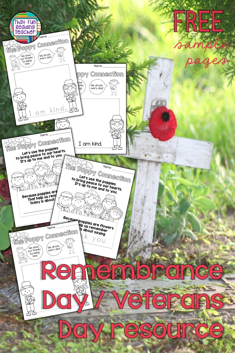 Remembrance Day Veterans Day free printable for primary students! #veteransday #remembranceday #free #teaching #primary #kindergarten #kindness