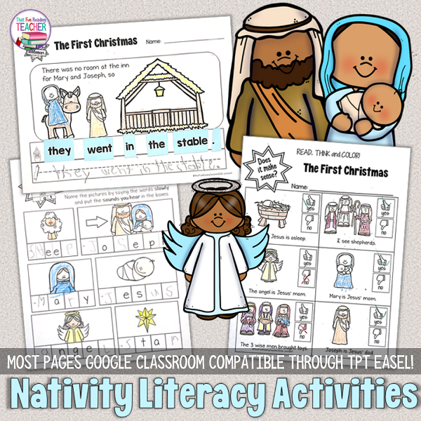 Celebrating The First Christmas with young students? Here is a low-prep set of differentiated Nativity cards and coloring pages for a wide range of student independence! Click through for more details! $ #Nativitycards #kindergarten #iteach1st #tpt #holidaywriting