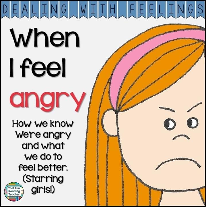 When I feel angry - Dealing With Feelings color and b&w printable story K-3 #DWF $