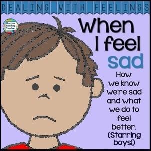When I feel sad - color & b+w printable story K-3 #DWF $