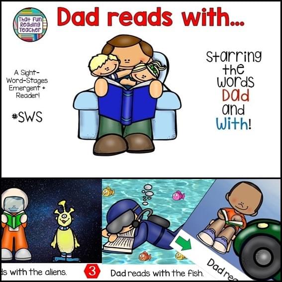 Kindergarten students were laughing more with each page during picture walk with this Level A/B sight word reader starring dad! $